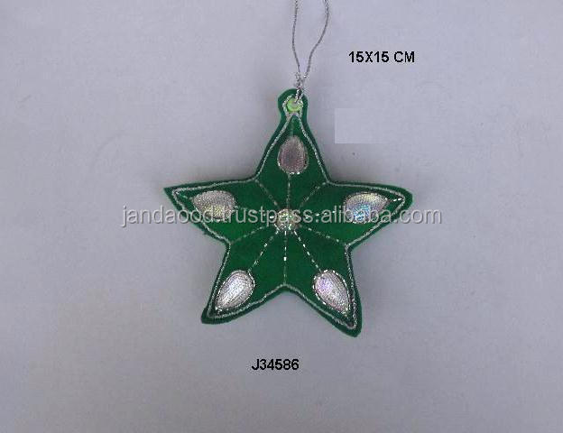 Zari Work Elephant Shaped l Christmas Tree Ornament In Green Colour Christmas Tree Decoration