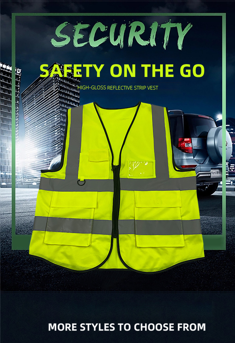 Hi Vis Reflector Jacket Reflective Safety Vest With Custom Logo Yellow Safety Vest