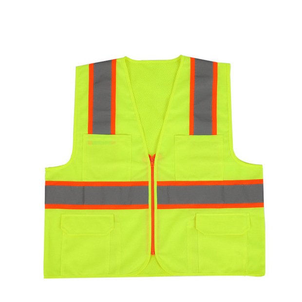 New Hi-Vis Safety Vest Reflective Zipper Jacket Worker Night Security Waistcoat Tops Vests