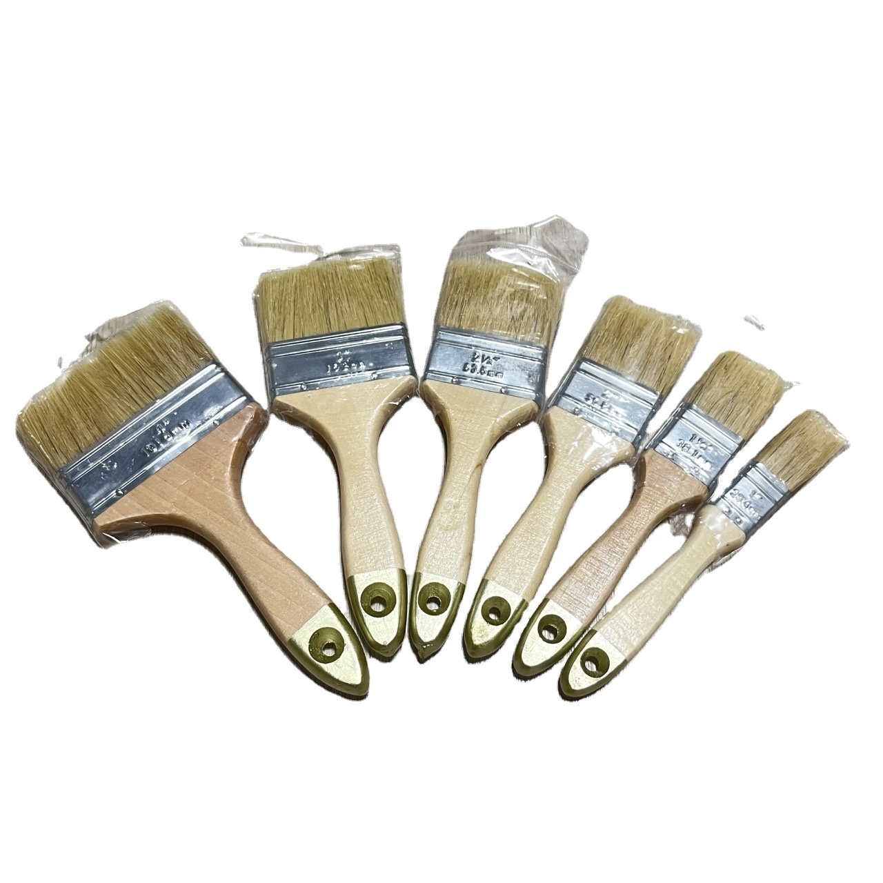 Wholesale price natural wood handle wall paint brush flat paint brushes