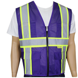 New Hi-Vis Safety Vest Reflective Zipper Jacket Worker Night Security Waistcoat Tops Vests