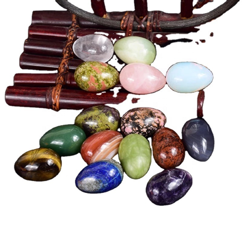 Natural Multi-Color Gemstone Jade Yoni Eggs Massage Stone Crystal Vaginal Eggs Set for Women Kegel Exercise