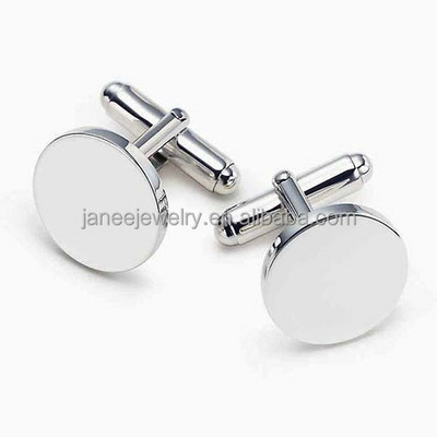 Fashion Men's Accessories Round Shade Custom Engraved Logo Stainless Steel Cufflinks for Men