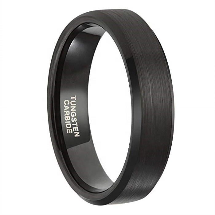 4mm 6mm Black Mens Matte Tungsten Carbide Wedding Band Rings Ring Men for Amazon Bestseller