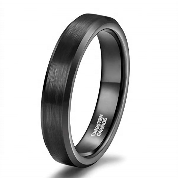 4mm 6mm Black Mens Matte Tungsten Carbide Wedding Band Rings Ring Men for Amazon Bestseller