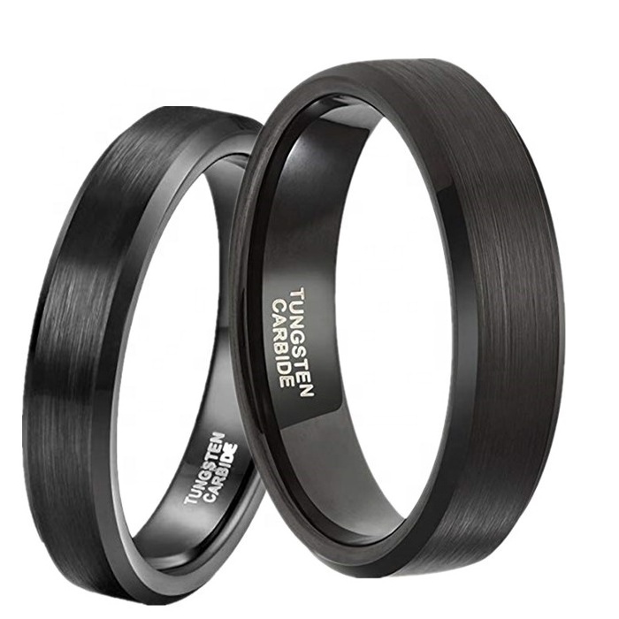 4mm 6mm Black Mens Matte Tungsten Carbide Wedding Band Rings Ring Men for Amazon Bestseller