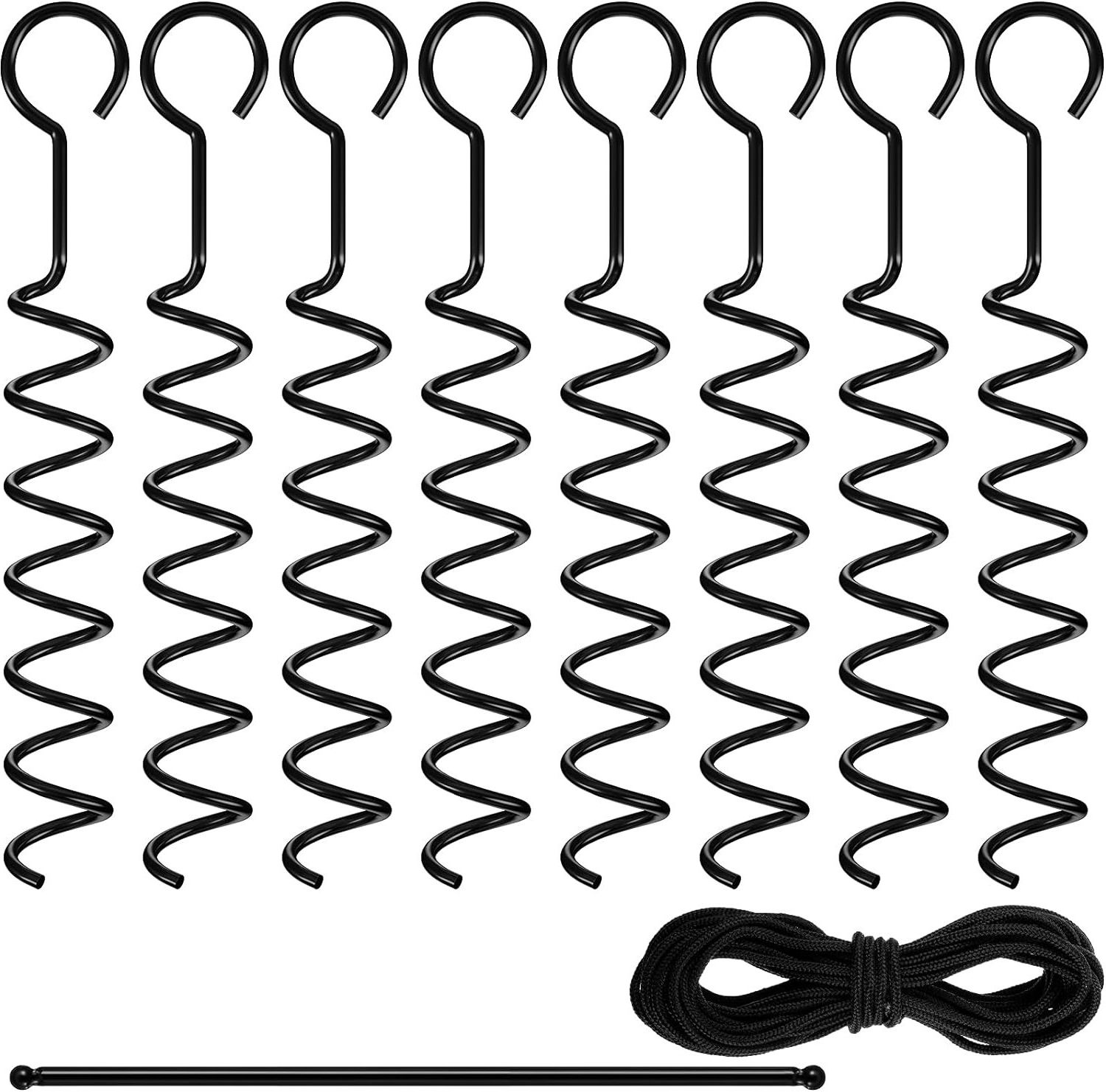 Dongguan Factory Camping Black Silver Trampoline Stakes Heavy Duty Trampoline Parts Corkscrew Shape Steel Stakes Anchor Kit