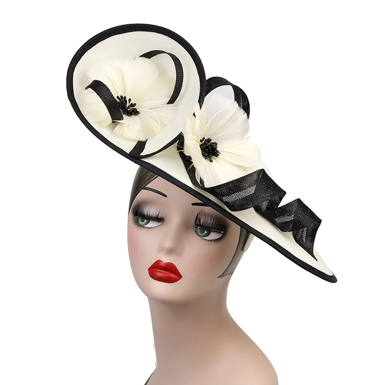 Newest Deluxe Fascinator Hats Sinamay Church Hat Wedding Hair Accessories Sun Hat for Women Girls