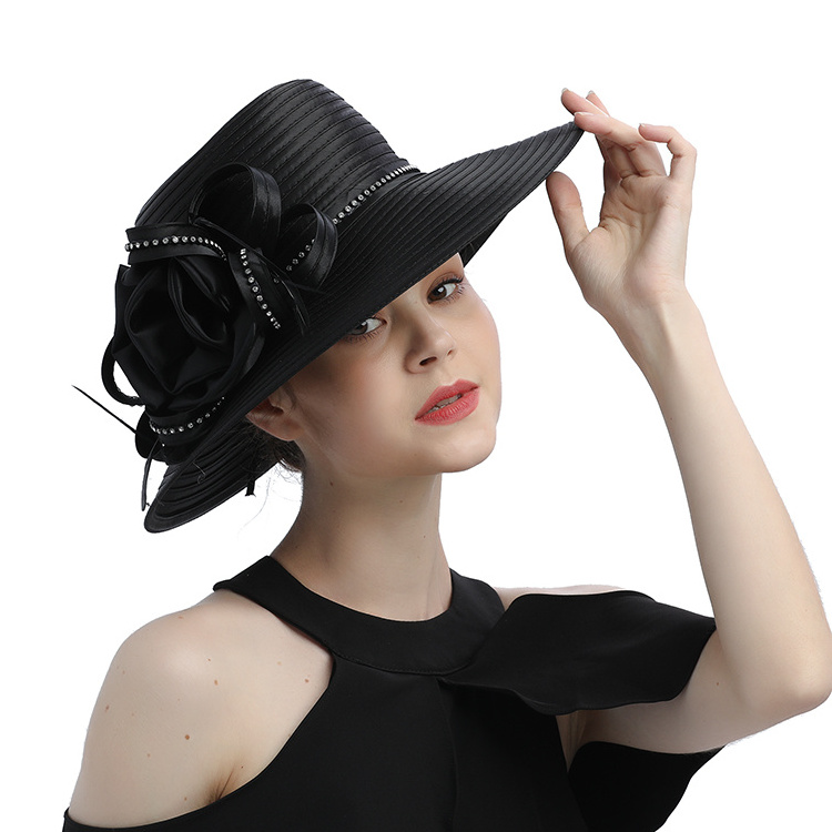 Church Hats Kentucky Derby Hats Party Fascinator Banquet Satin Cloth Sun Hats For Women Wedding