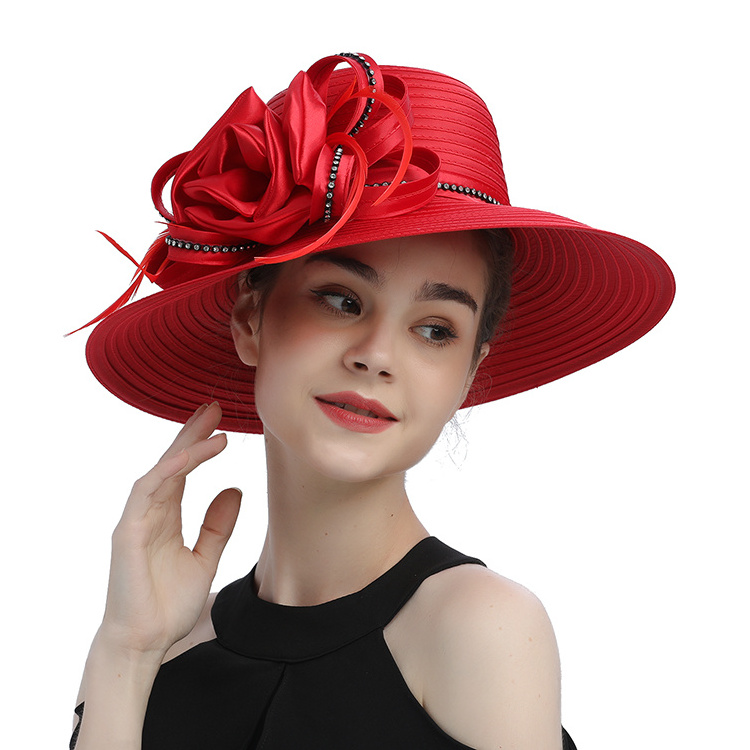 Church Hats Kentucky Derby Hats Party Fascinator Banquet Satin Cloth Sun Hats For Women Wedding