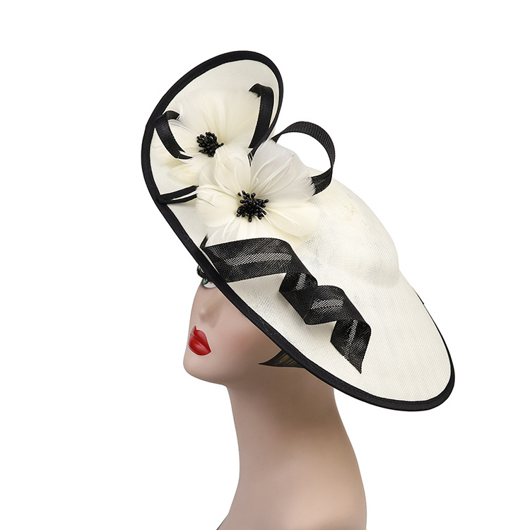 Newest Deluxe Fascinator Hats Sinamay Church Hat Wedding Hair Accessories Sun Hat for Women Girls