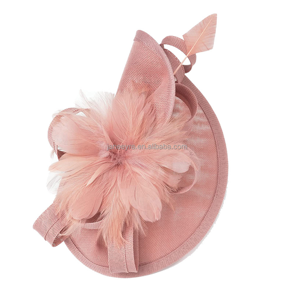 Premium Fascinators Hat for Women Derby Wedding Feather Sinamay Fascinator Tea Party Bride Headband with Clip Female