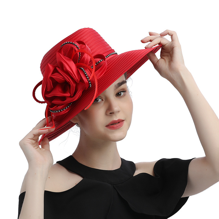 Church Hats Kentucky Derby Hats Party Fascinator Banquet Satin Cloth Sun Hats For Women Wedding