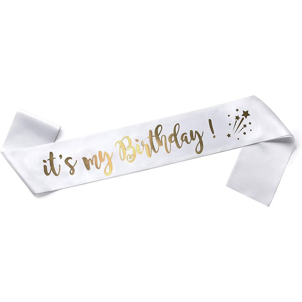 Wholesale Cheap Premium Letter ITS MY BIRTHDAY Party Supplies Glitter Satin Cloth Birthday Sash For Birthday Decorations