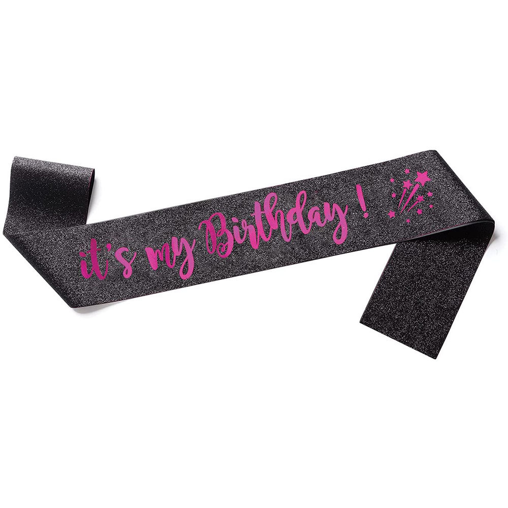 Wholesale Cheap Premium Letter ITS MY BIRTHDAY Party Supplies Glitter Satin Cloth Birthday Sash For Birthday Decorations