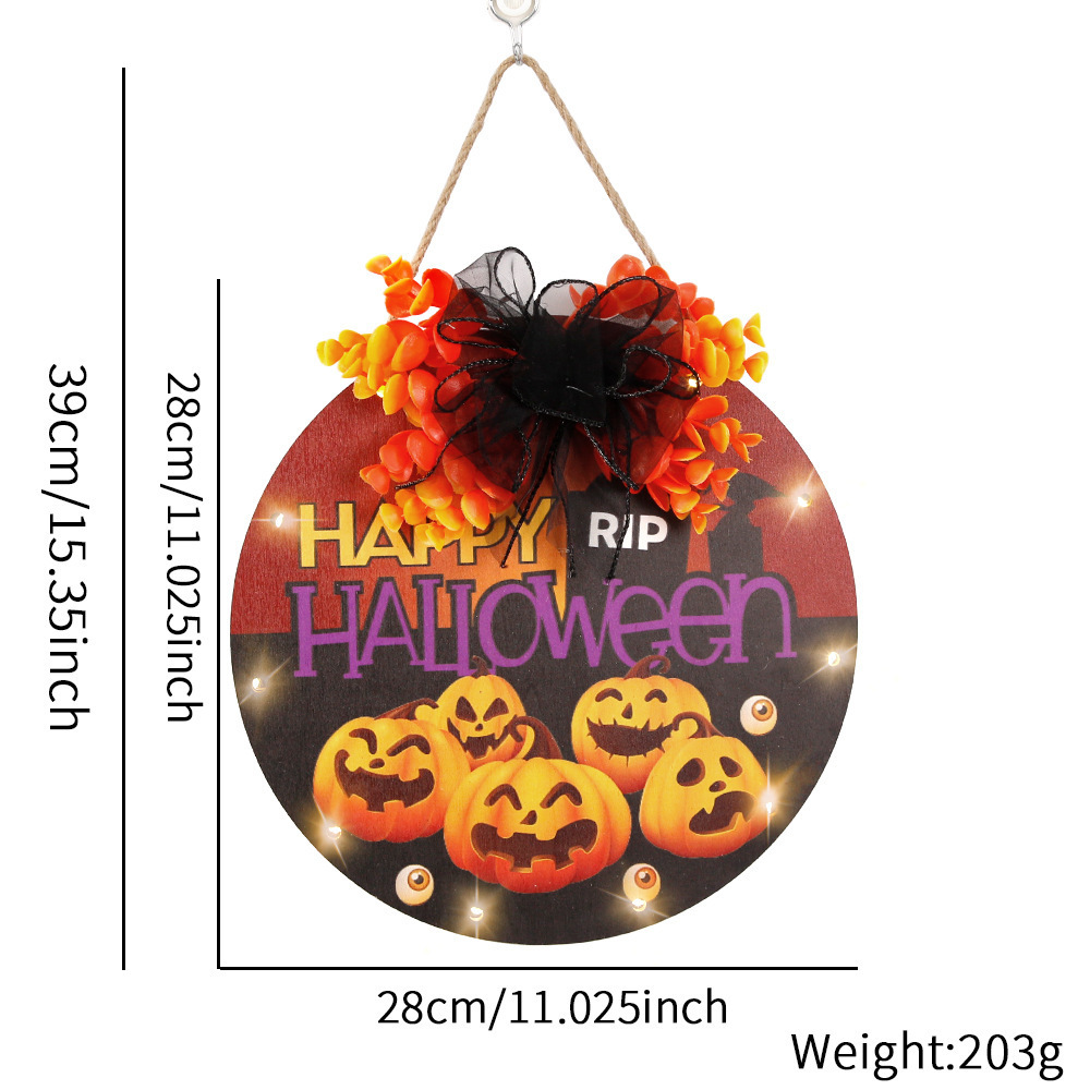 Halloween Welcome Door Sign Front Doors Round Wooden Welcome Sign Wreaths Door Hanger Wall Home Outdoor Yard Porch Decorations