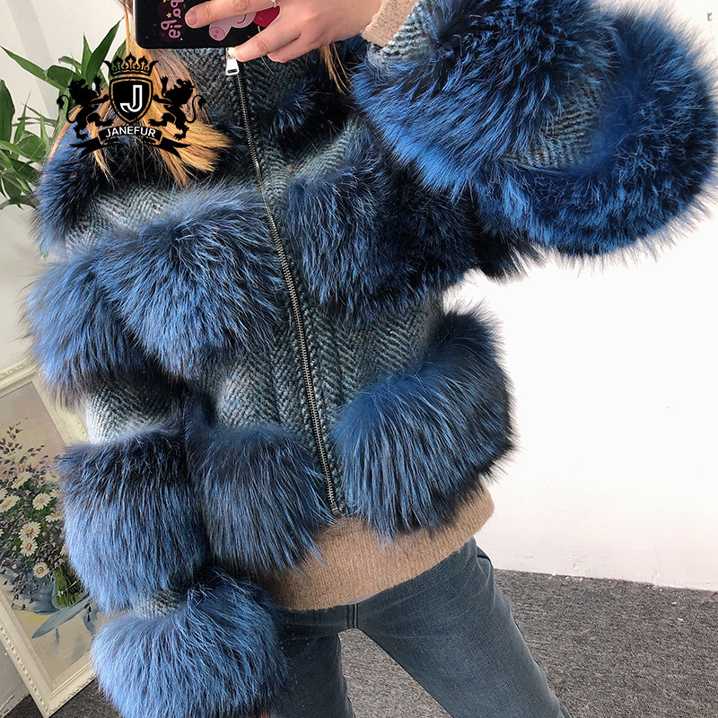 New Fashionable Style Real Raccoon Full skin Coat Lady's Real Fur Fashion Winter Raccoon Fur Jacket Wholesale