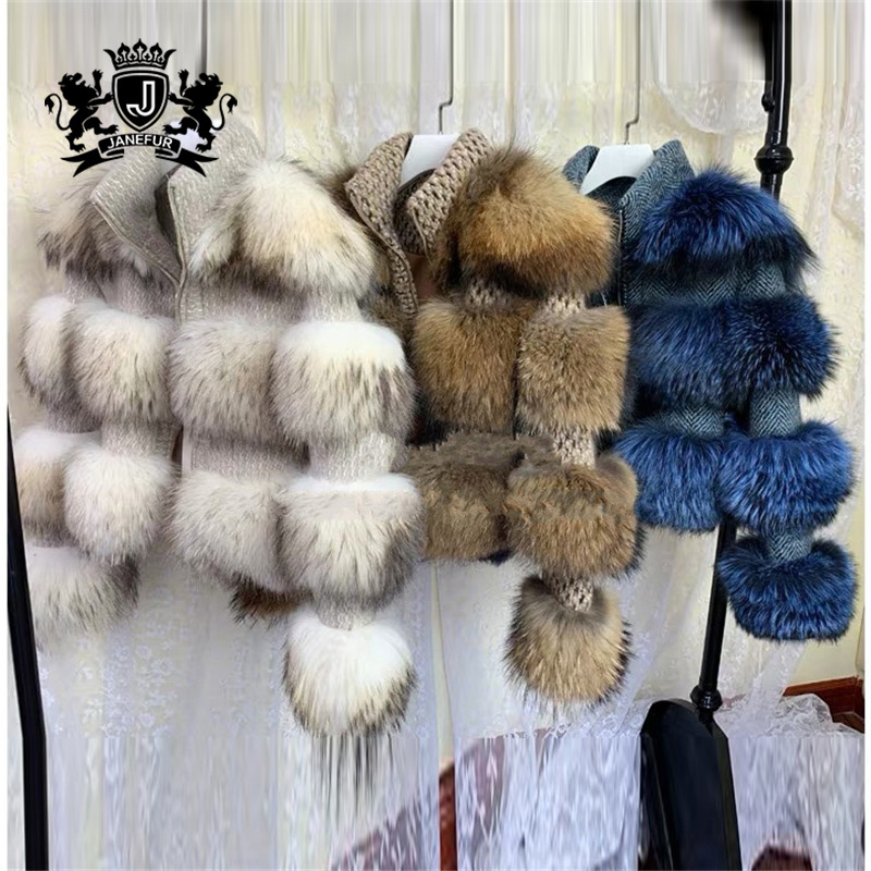 New Fashionable Style Real Raccoon Full skin Coat Lady's Real Fur Fashion Winter Raccoon Fur Jacket Wholesale