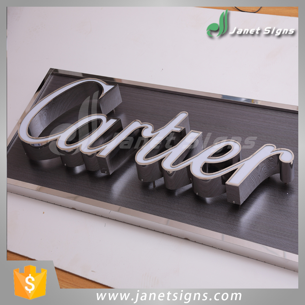 Newest 3d stainless steel letter sign shop name board / company logo design lighted coffee sign