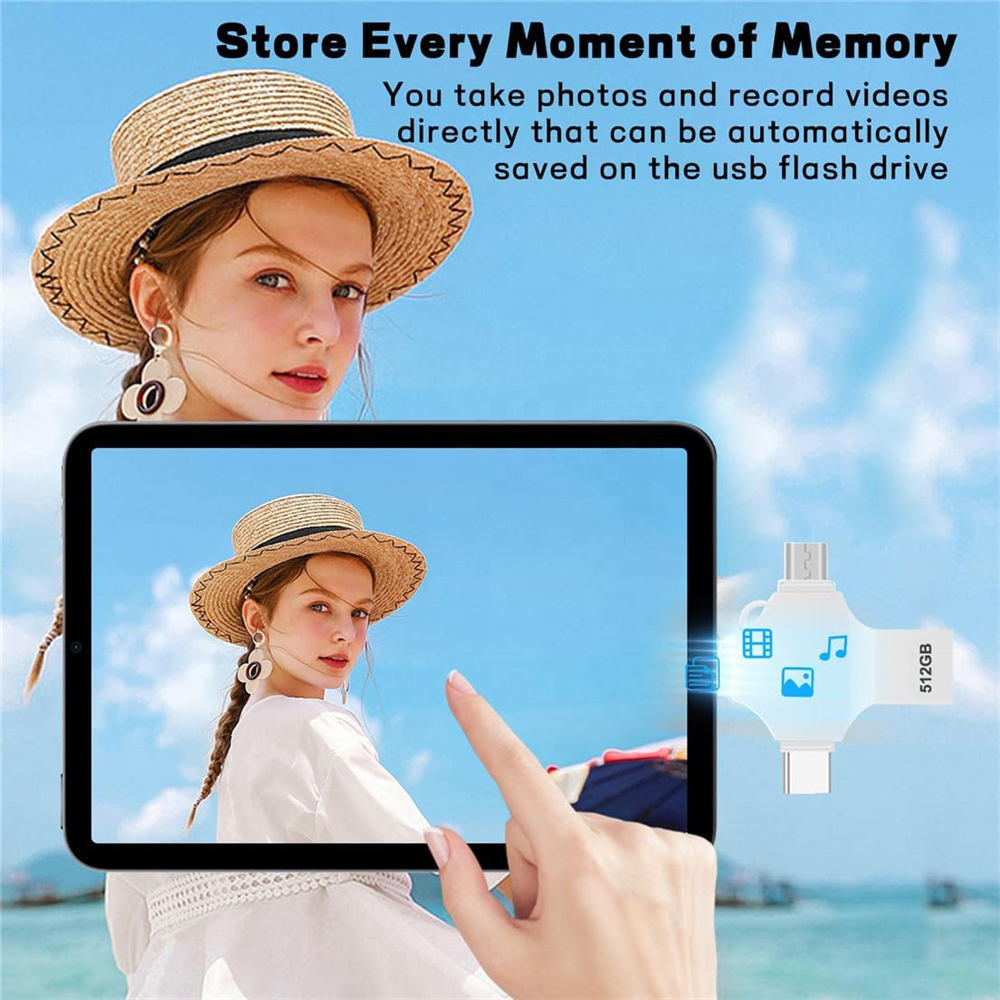 USB Flash Drive 256GB 4 in 1 USB 3.0 Flash Drive High Speed Phone Storage USB Drive Portable Memory Stick for Smart Devices