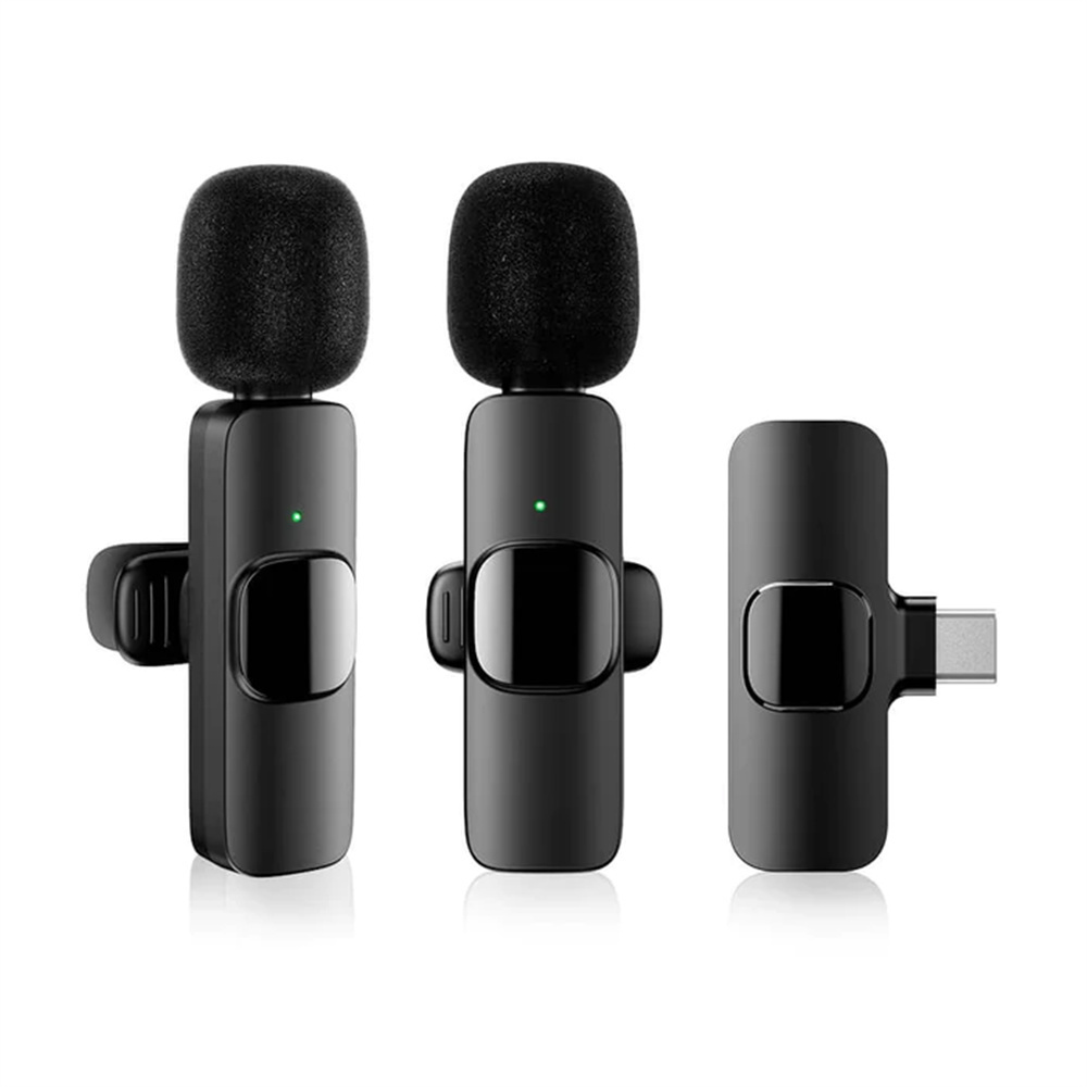 Noise Cancelling microfono inalambrico profesional K9 Dual Microphone Lavalier 2 In 1Portable Mini Microphone For Iphone Type C