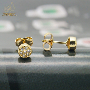 Fashion Copper Gold Plated Earrings Round ball  Micro Pave  Stud  Earring Ears stud  Jewelry for Women Girl Wholesale Bulk