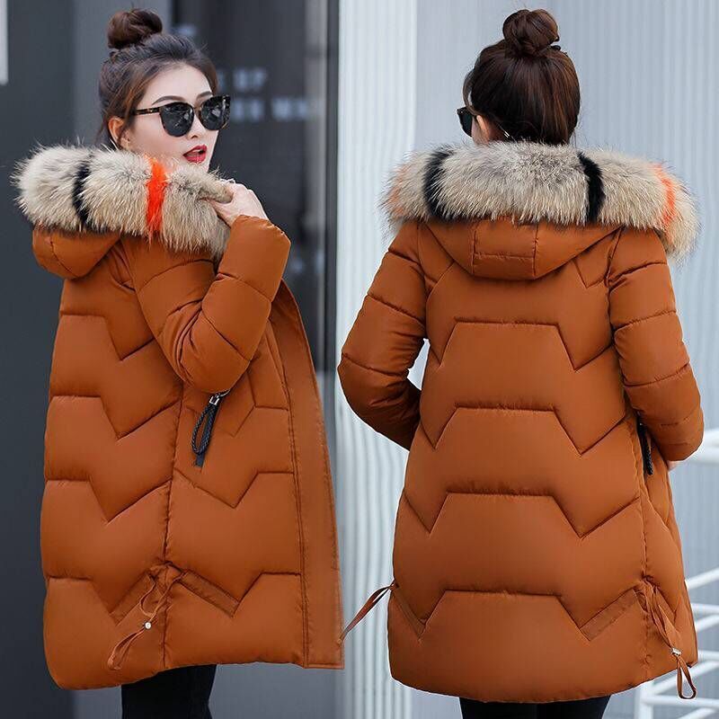 Wholesale Custom Fur Collar Warm Down Winter Puffer Jacket Long Coat for Women