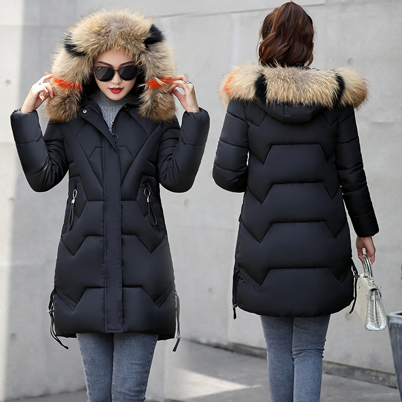 Wholesale Custom Fur Collar Warm Down Winter Puffer Jacket Long Coat for Women