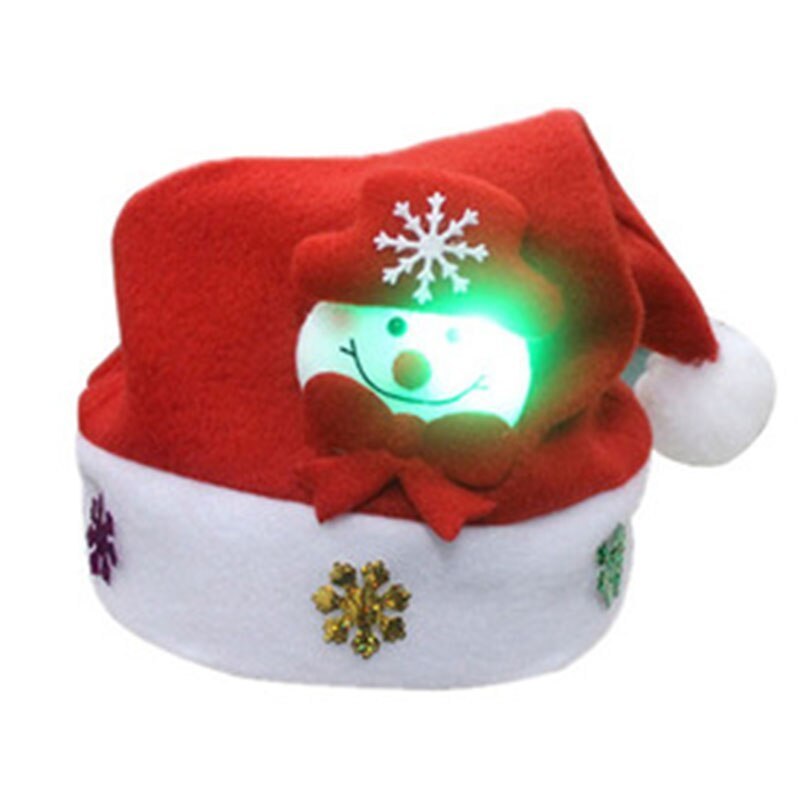 LED Christmas Hats Light Up Santa Claus Snowman Elk Xmas For Children Adult Gift Decoration Photography Accessories