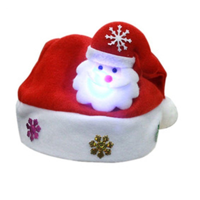 LED Christmas Hats Light Up Santa Claus Snowman Elk Xmas For Children Adult Gift Decoration Photography Accessories