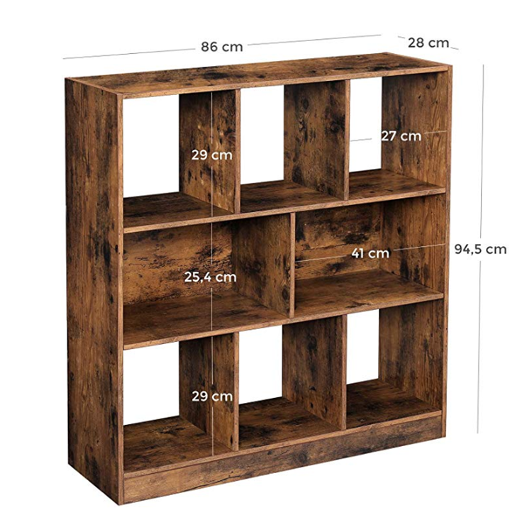 Free Standing Rustic Wooden Bookcase Bookshelf Storage Unit Cube Solid Wood Storage Shelves for Home Office