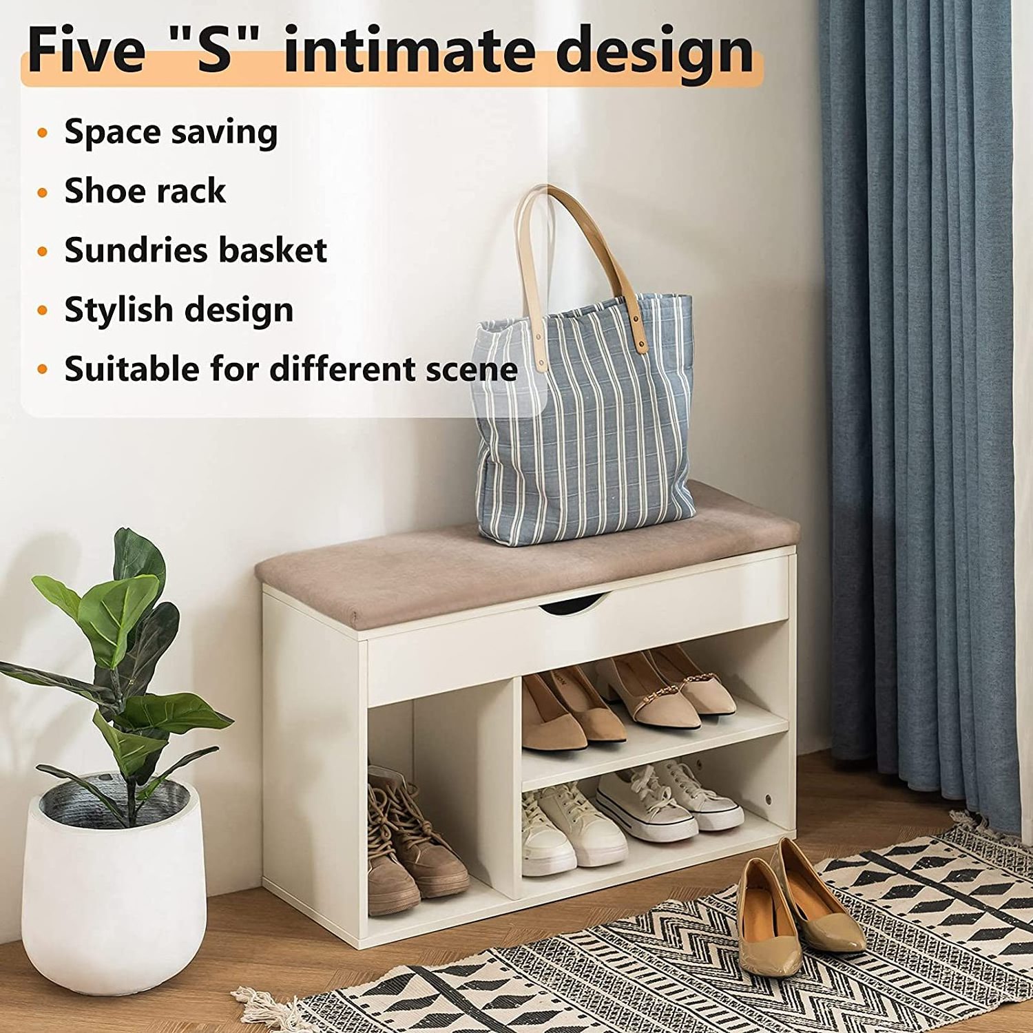 Modern wooden Color 3 Tier Shoe Cabinet Wooden Shoe Rack with Storage Drawer