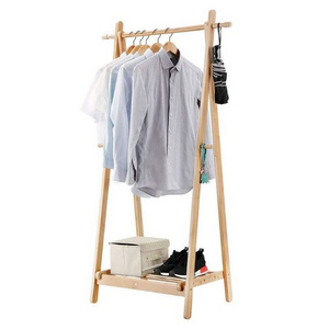 Home balcony foldable bamboo clothes laundry coat stand with shoe rack