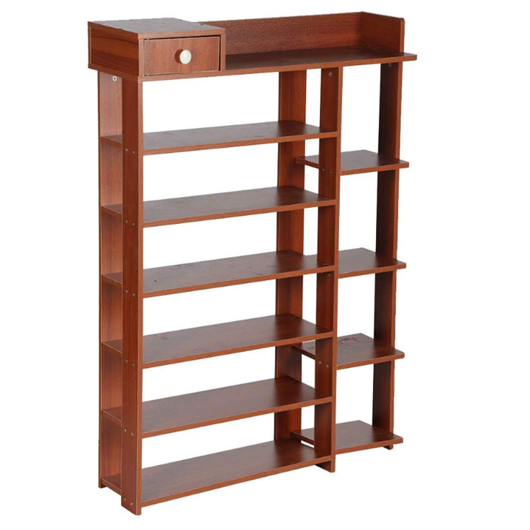 Elegant Good Load Bearing Compartment Wooden Multi-layer Entryway Shoe Storage Organizer Wood Shoe Rack Cabinet with Drawer