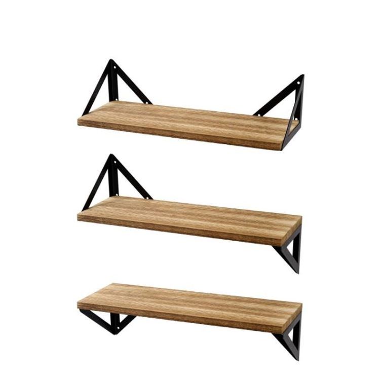 Set of 3 Multifunctional Wood Shelves Mount Decoration Furniture  Stable Floating Wall Shelf for Display