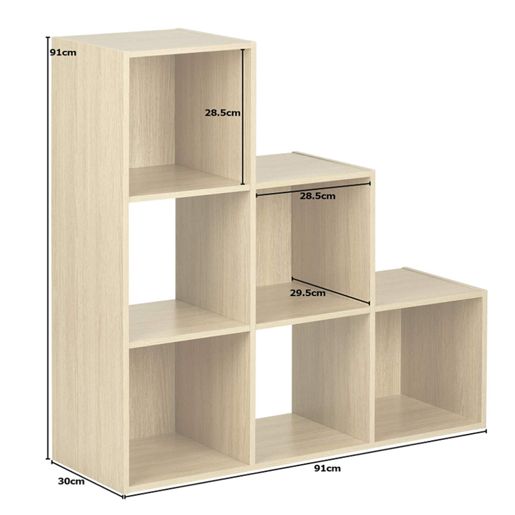 Modular Style Design 3 Tier Unit 6 Cubes Stable Solid Wood Bedside Storage Shelf Bookcase Wooden Closet Cabinet for Organization