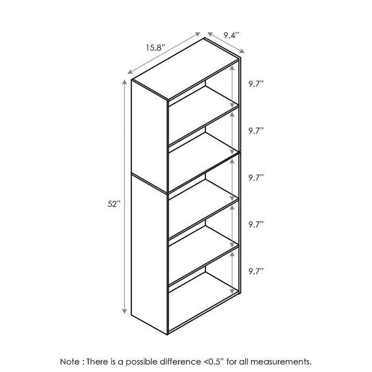 5-Tier Reversible Color Open Shelf Bookcase , White/Green