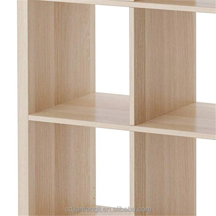 Durable 8 Cubes White Stained Oak Unit Storage Organizer Solid Wood Display Shelf Box Bookcase Cabinet Divider Bookshelf