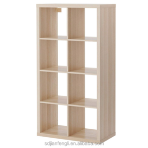 Durable 8 Cubes White Stained Oak Unit Storage Organizer Solid Wood Display Shelf Box Bookcase Cabinet Divider Bookshelf