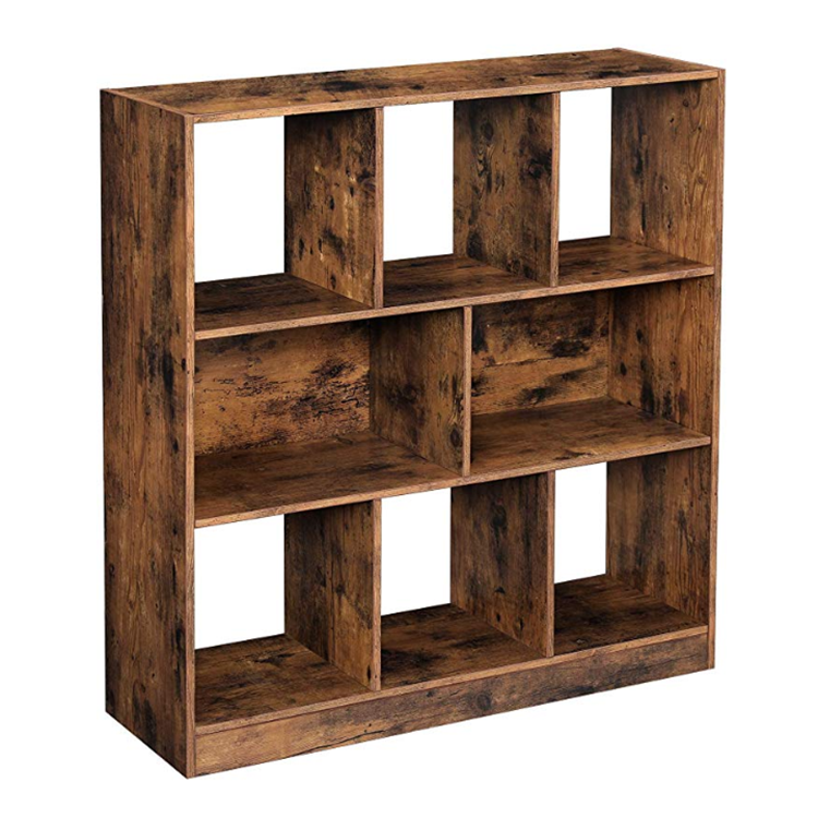 Free Standing Rustic Wooden Bookcase Bookshelf Storage Unit Cube Solid Wood Storage Shelves for Home Office