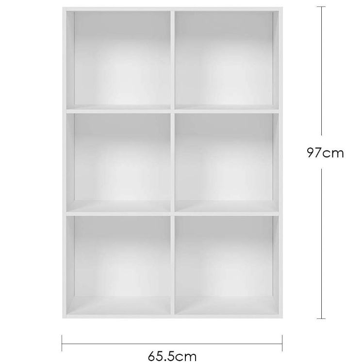 Home Office School Cabinet White 3 Tier 6 Cubes Unit durable Solid Wood Storage Rack Shelf Display Open Bookcases