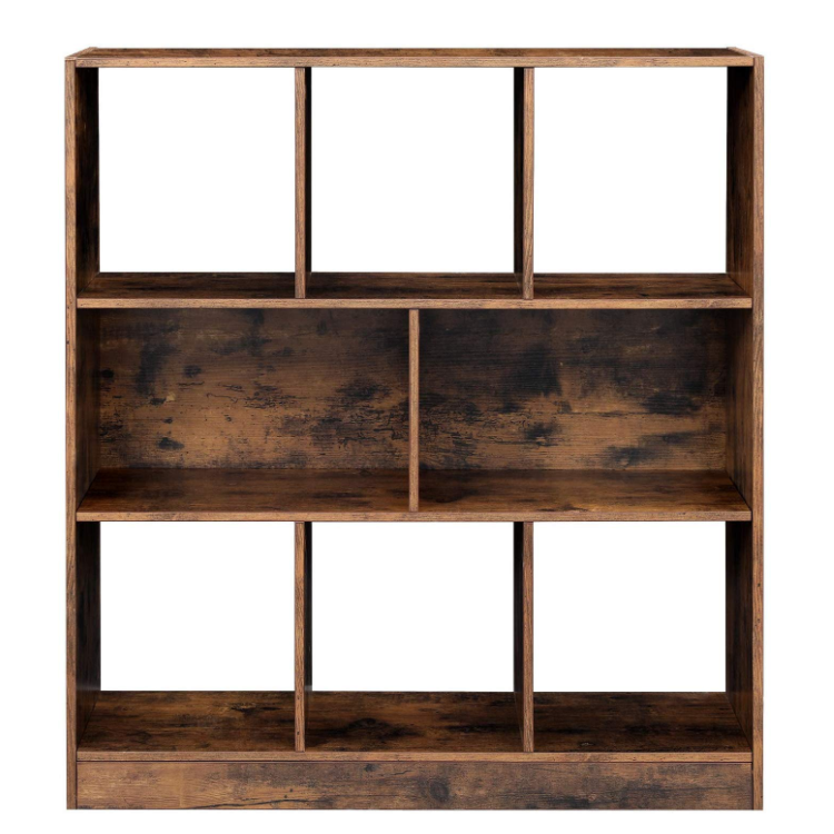 Free Standing Rustic Wooden Bookcase Bookshelf Storage Unit Cube Solid Wood Storage Shelves for Home Office