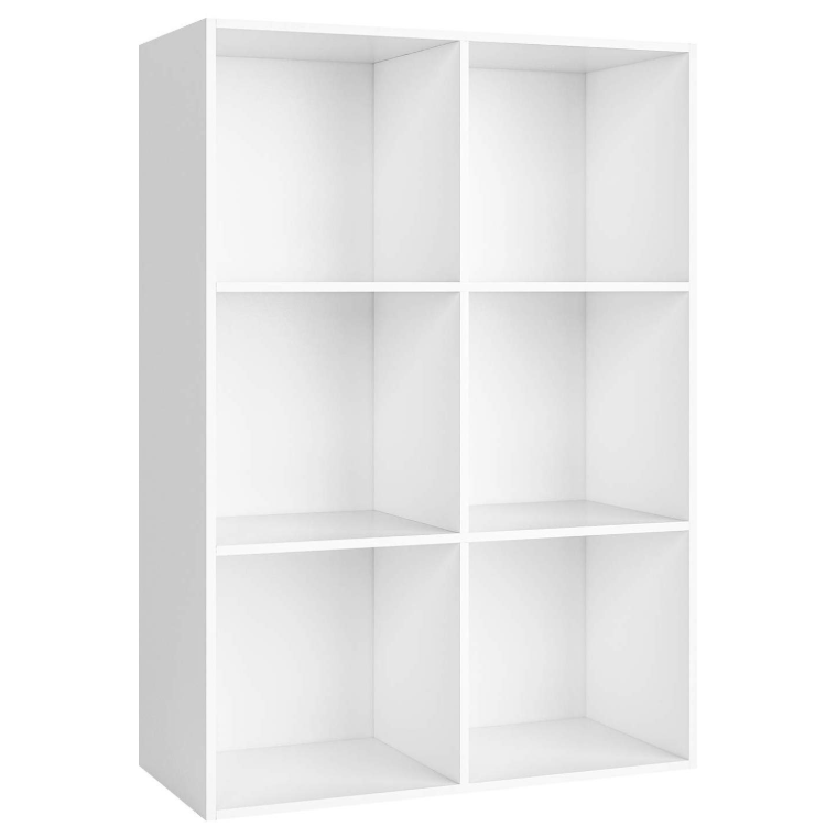 Home Office School Cabinet White 3 Tier 6 Cubes Unit durable Solid Wood Storage Rack Shelf Display Open Bookcases