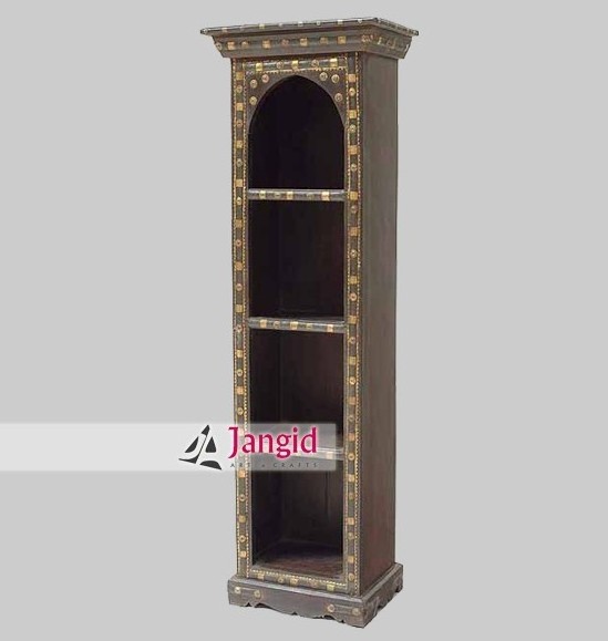 Indian Cart Wooden Long Bookshelf / Bookcase