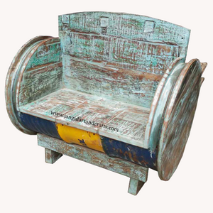 unique oil drum converted sofa primitive furniture supplier india antique reproduction and reycled wooden living room furniture