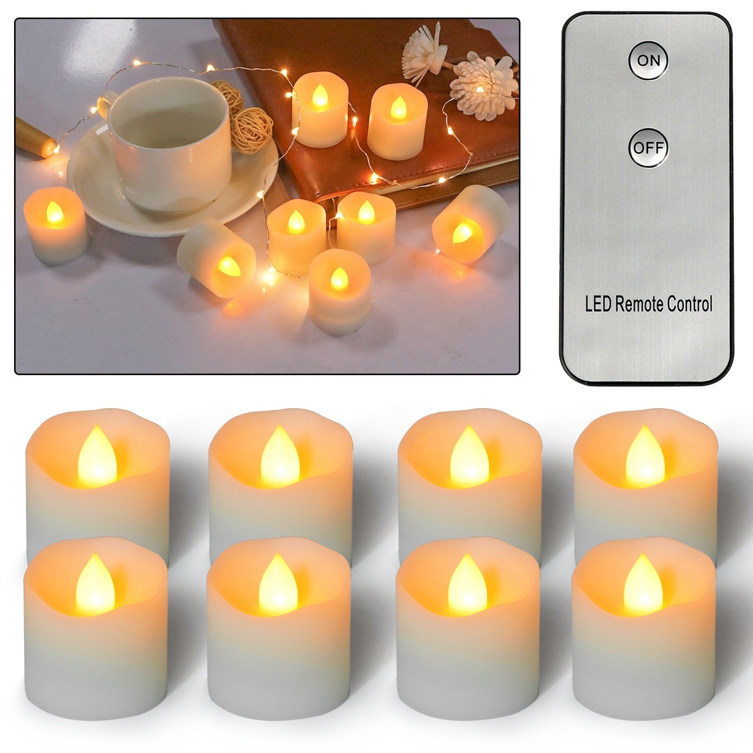 Home Decoration LED Electric Flameless Candle Lights Remote Control High Battery Life LED Tea Light