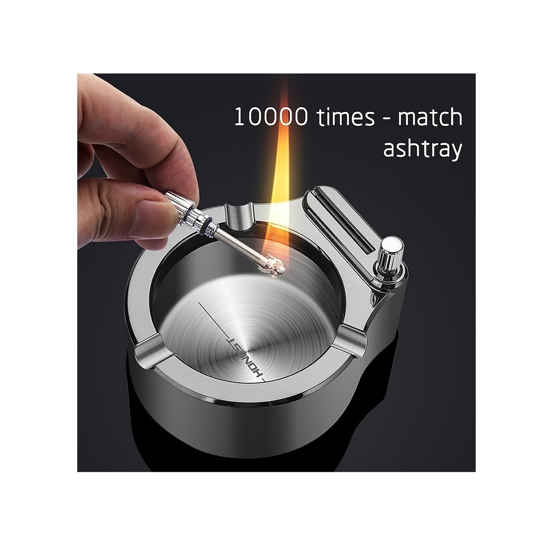 Retro Metal Lighter with Ashtray Cute 100000 Match Windproof Kerosene Fire Starter Lighters Desk Decorations Gadgets for Men