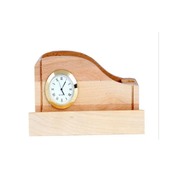 Customized pen holder and watch Desktop Digital Alarm Clock with Wooden natural craft with handmade use