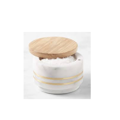 Natural wooden Salt Spice Jar Salt Shaker mixing bowl With marble Lid round shape and best selling product