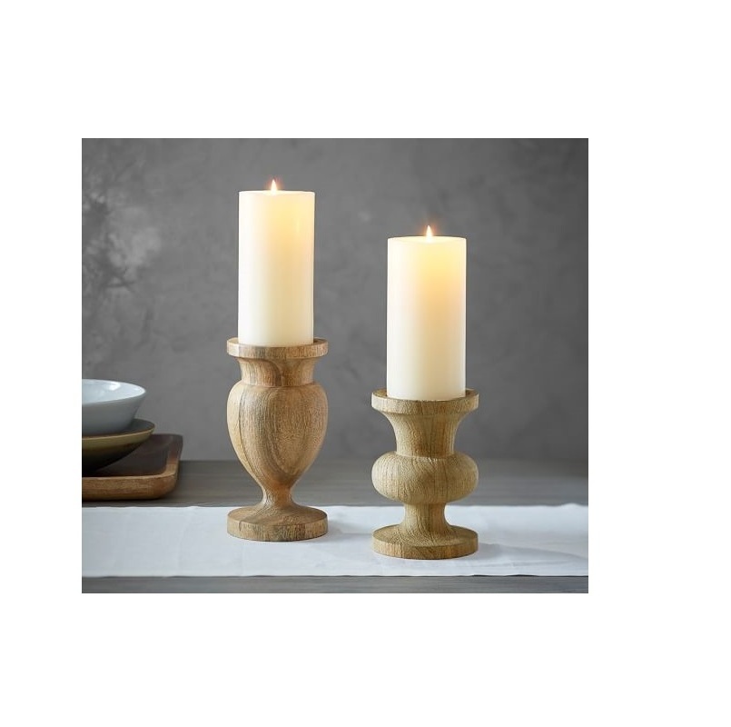 8 High Distress wood candle stand and medium size for  Antique Wedding Tealight Wood Candle Stand natural and polished